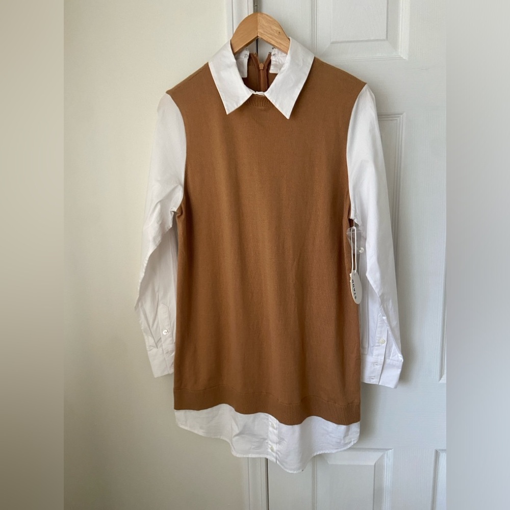NWT STAUD Fern Dress - tan/white - small